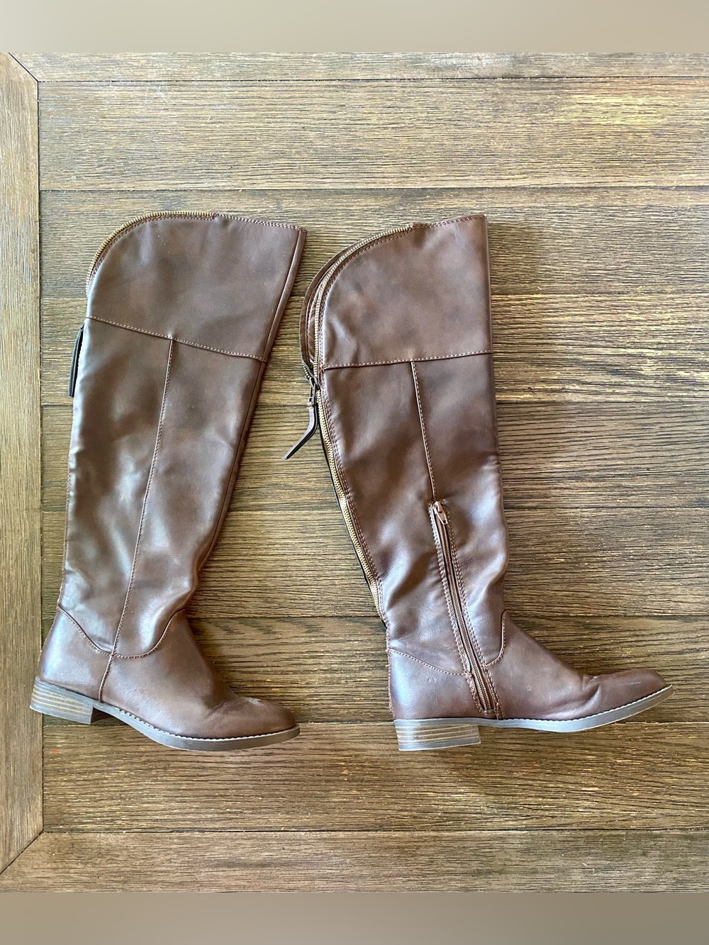 Riding Boots Women’s 7.5 Brown Over the Knee Faux Rear Gold Zipper Target